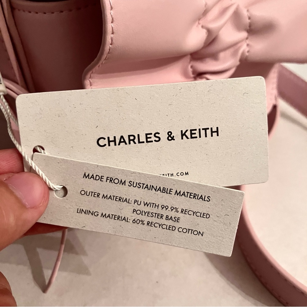 Charles & Keith Kadee Ruched Bow-Charm Mini Bag NWT - Picture 12 of 12